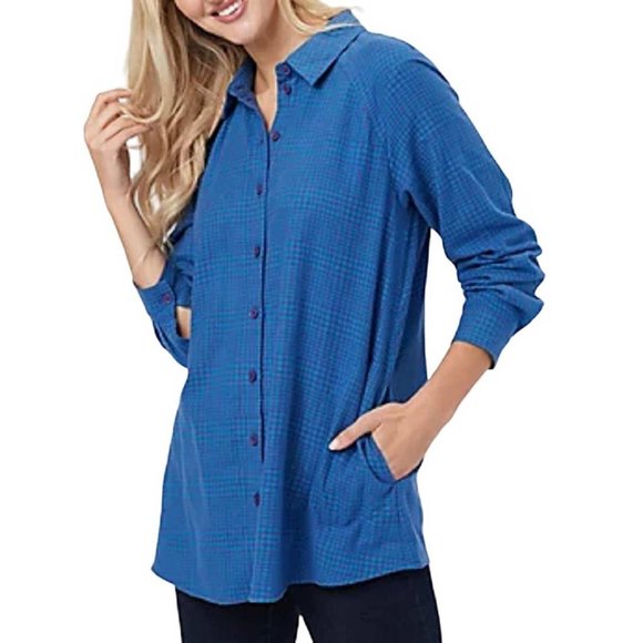 Joan Rivers Checkered Flannel Swing Style Shirt X SMALL (303) - Picture 2 of 6